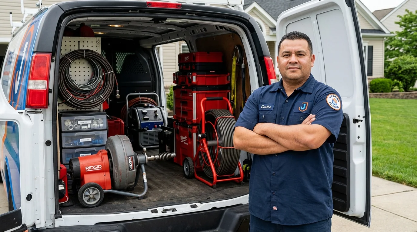 Professional drain cleaning equipment and Johns Plumbing LLC plumber in Union Grove