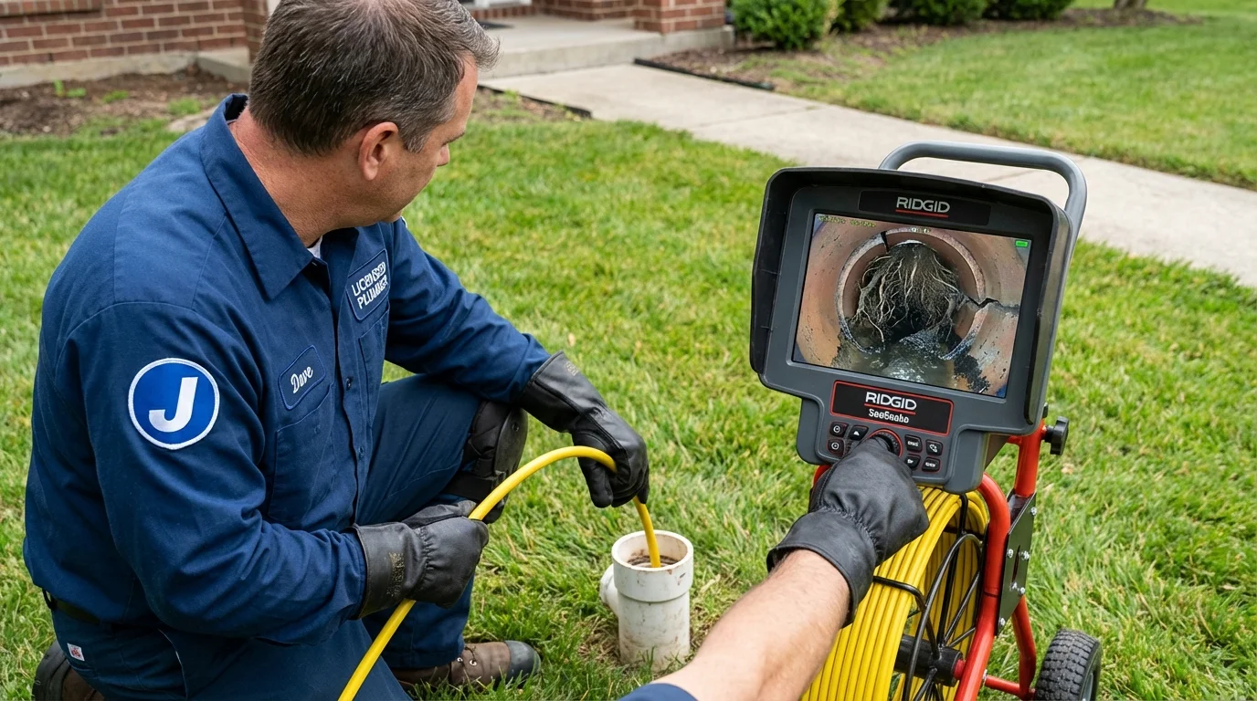Sewer camera inspection being performed by Johns Plumbing LLC in Union Grove